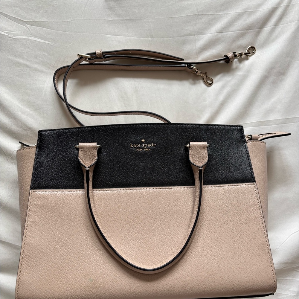 Kate Spade Black and Tan Satchel with Structured Design